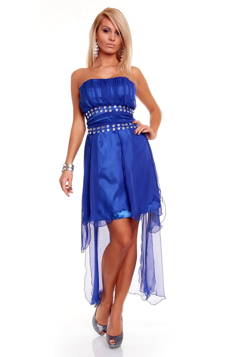 Bandeau Mini Kleid Chiffon Optik mit Steinchen Blau